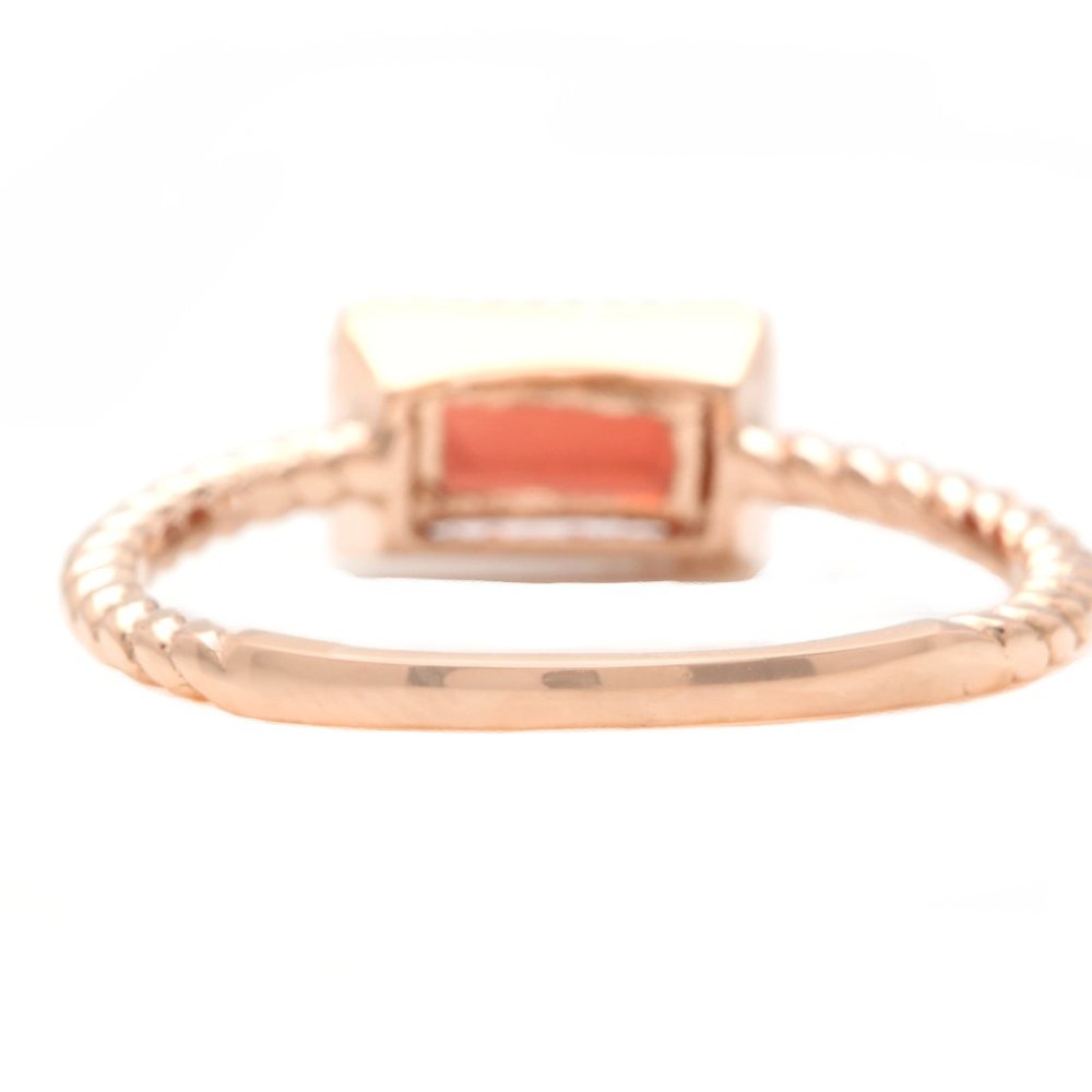 Exquisite Natural Garnet 14k Solid Rose Gold Ring - image 4